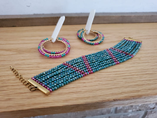 .SUMAK Bracelet & Earrings Set Blue