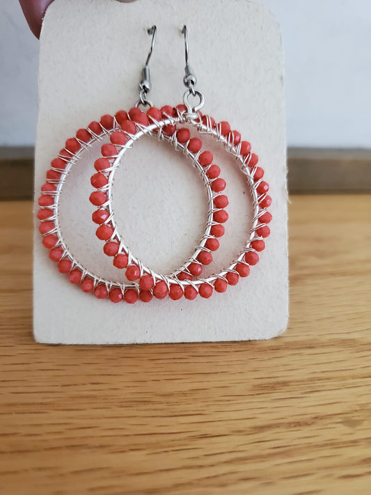 .SUMAK Earrings - Dark Coral on Silver