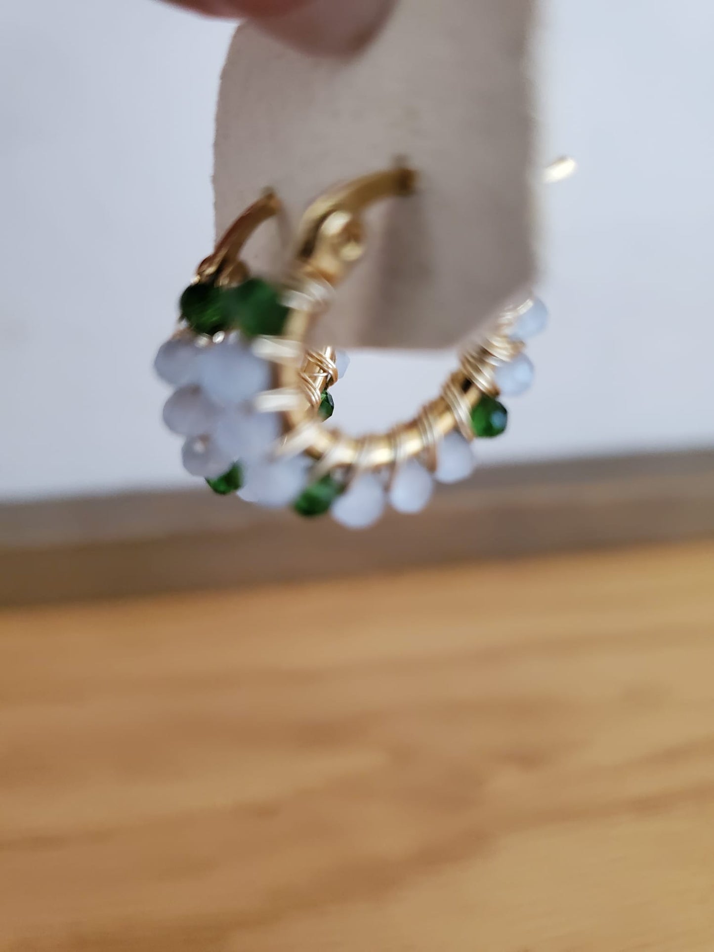 .SUMAK Earrings - Small/Children's  Hoop White/Green