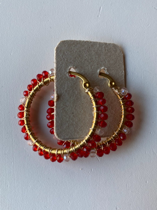 .SUMAK Earring - Medium Hoop Red/White