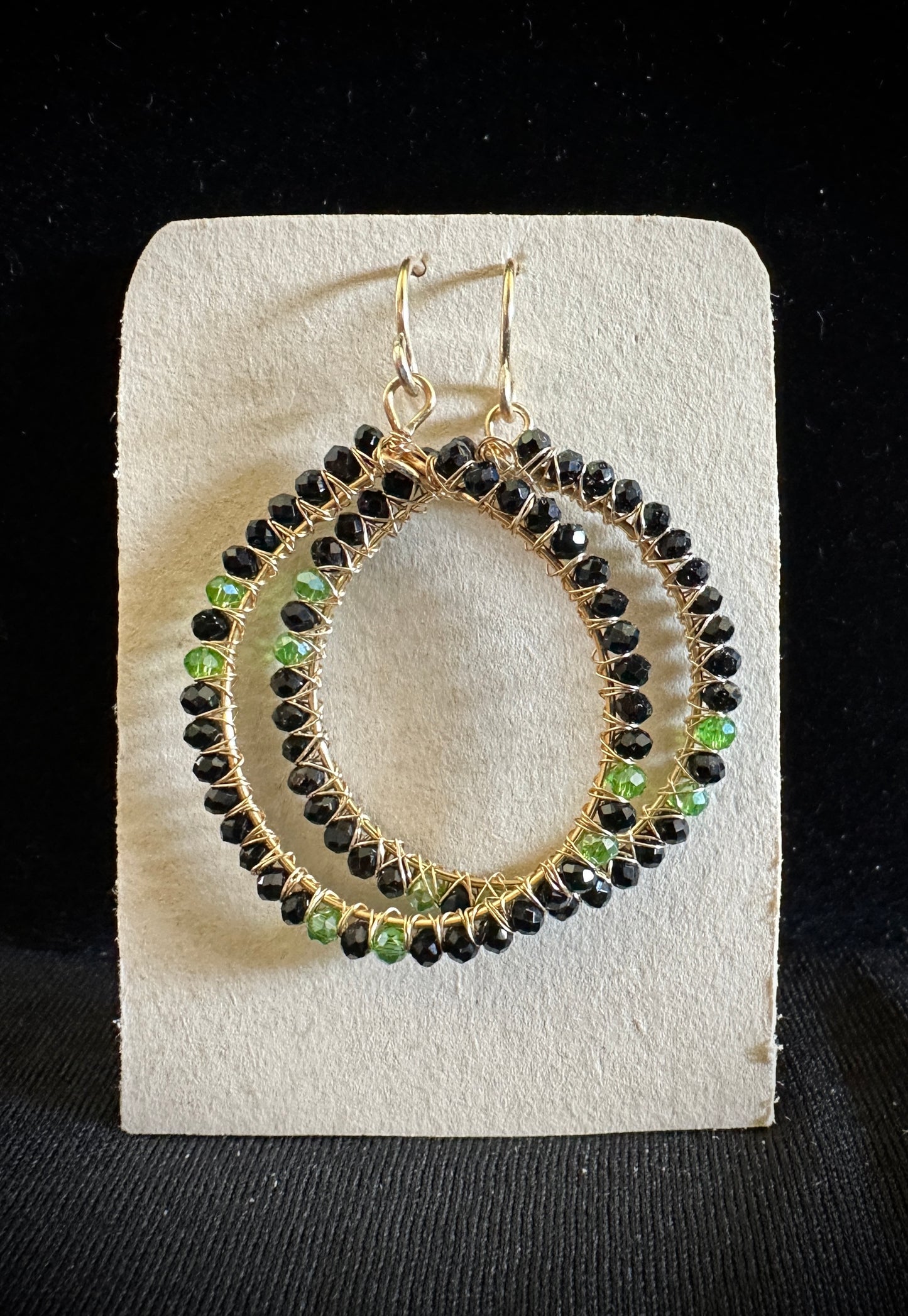 Black and Green Round SUMAK Earrings