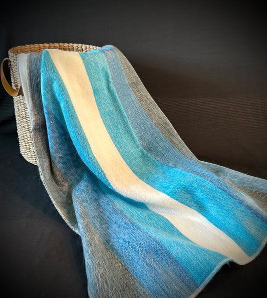 Alpaca Blanket with Blue and Grey Hues