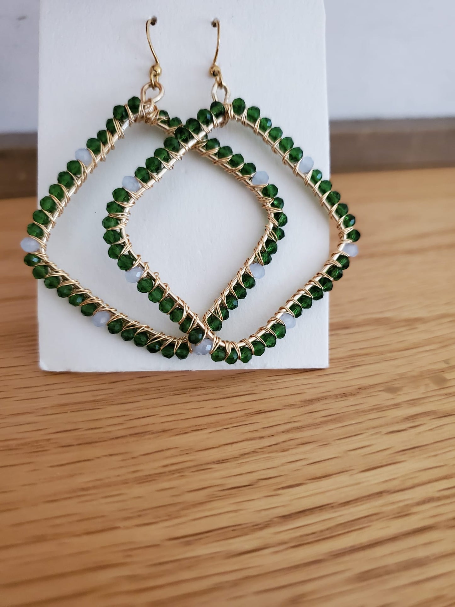 .SUMAK Earrings - Large Green with Gold accent