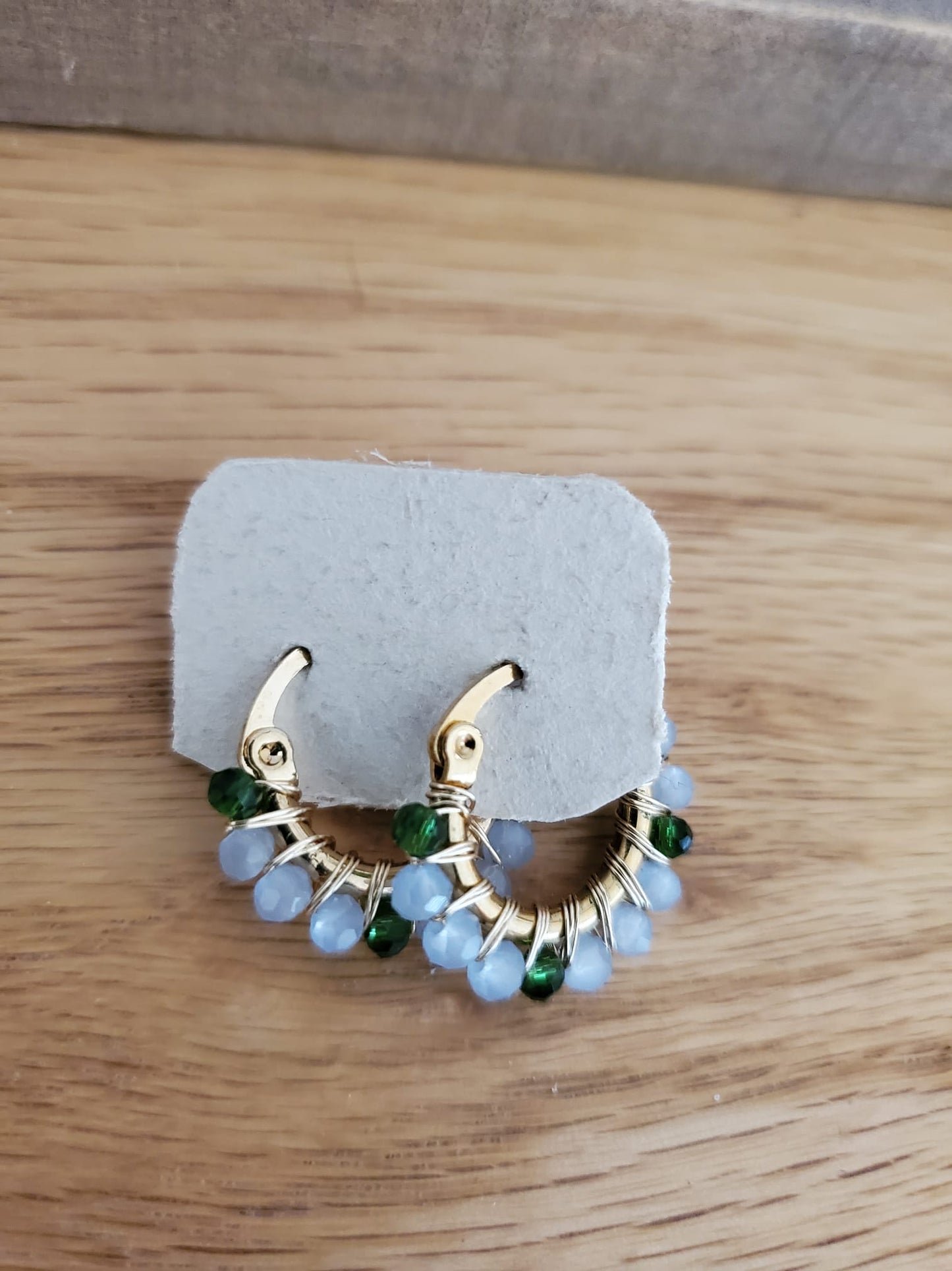 .SUMAK Earrings - Small/Children's  Hoop White/Green