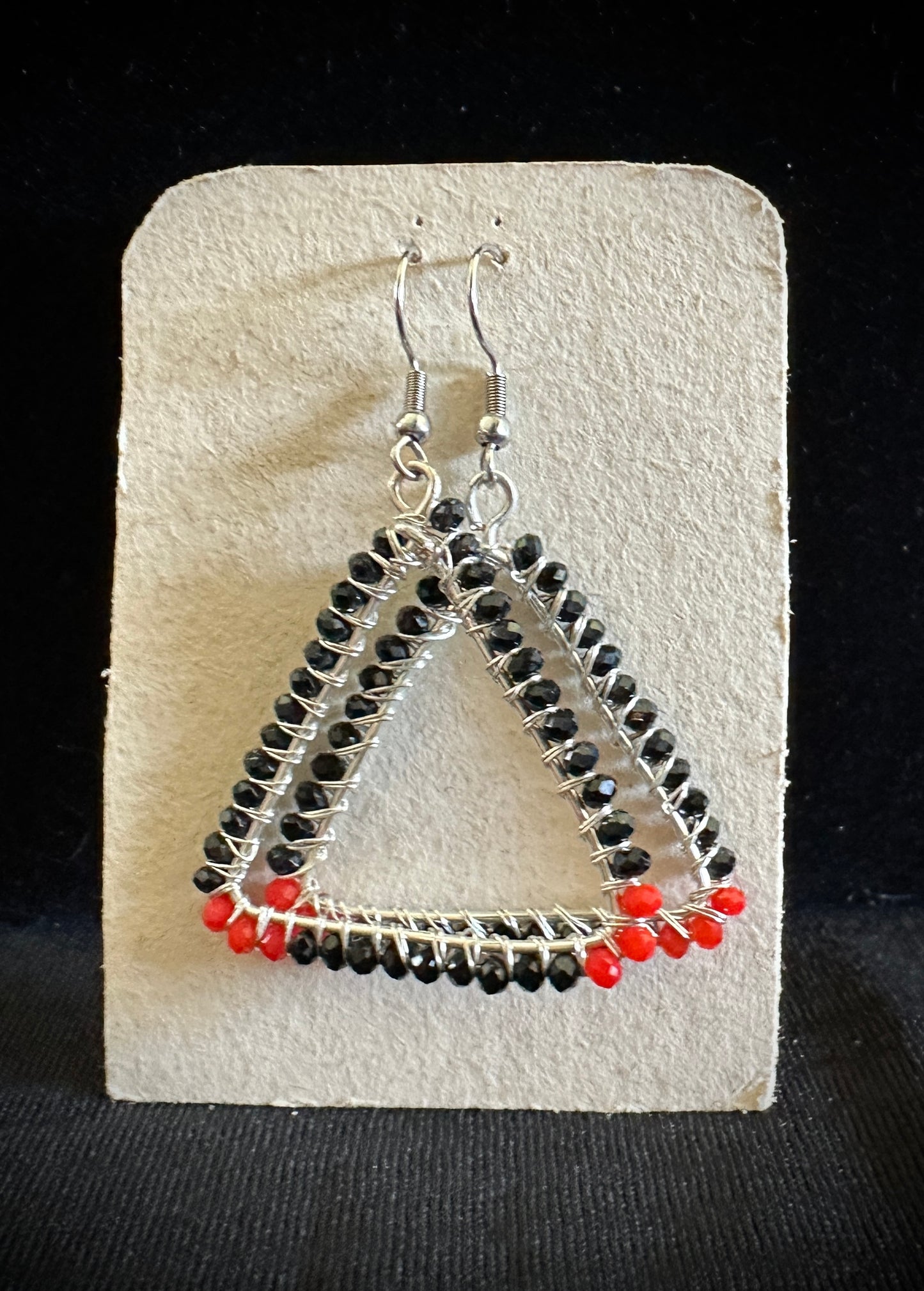 Orange and Black Triangle SUMAK Earrings