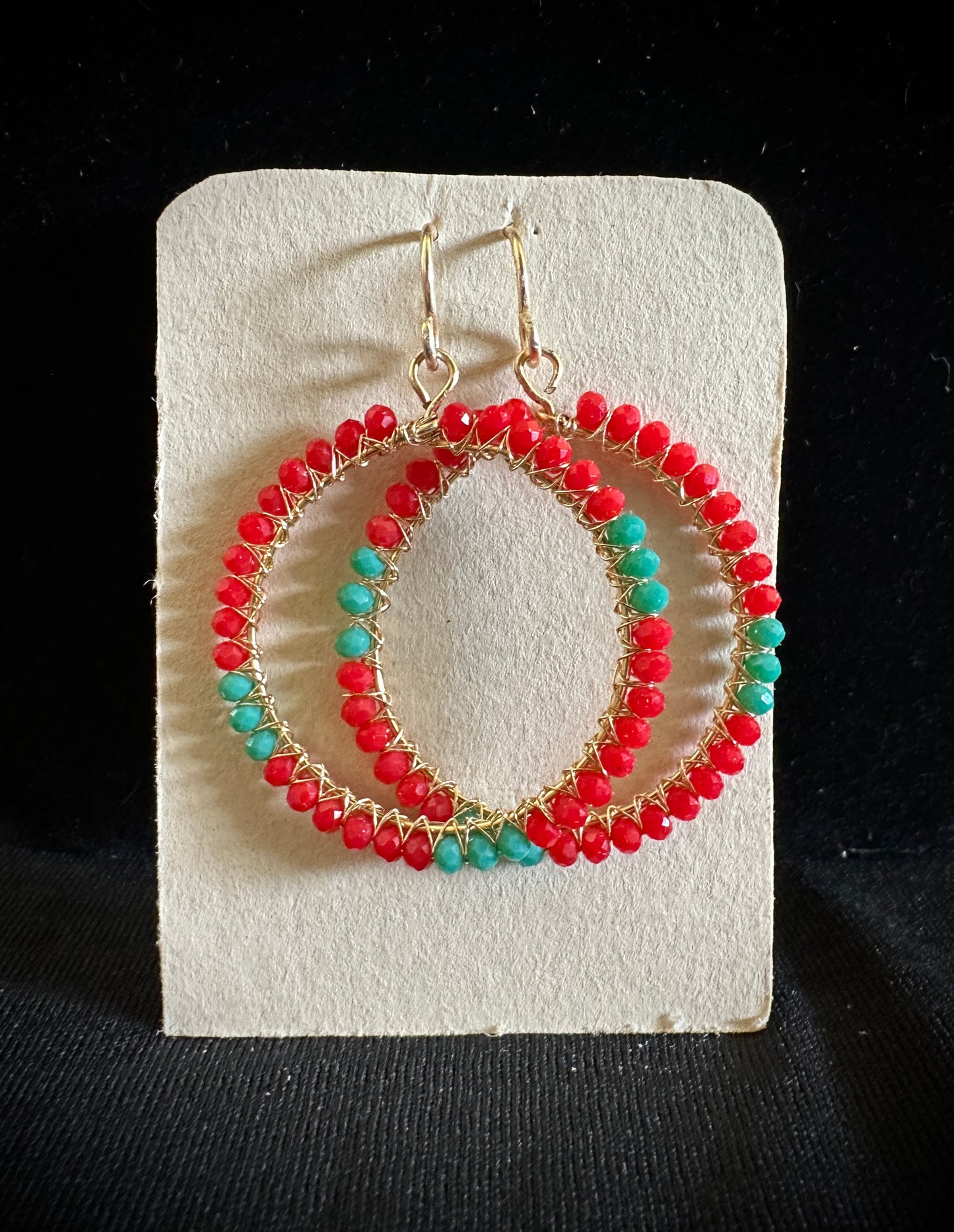 Red and turquoise round SUMAK Earrings