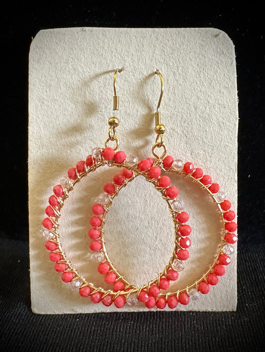 Orange and White Round SUMAK Earrings