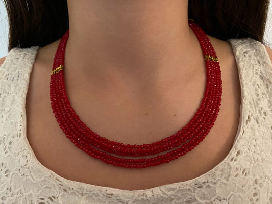 5-strand Red and Gold SUMAK Necklace