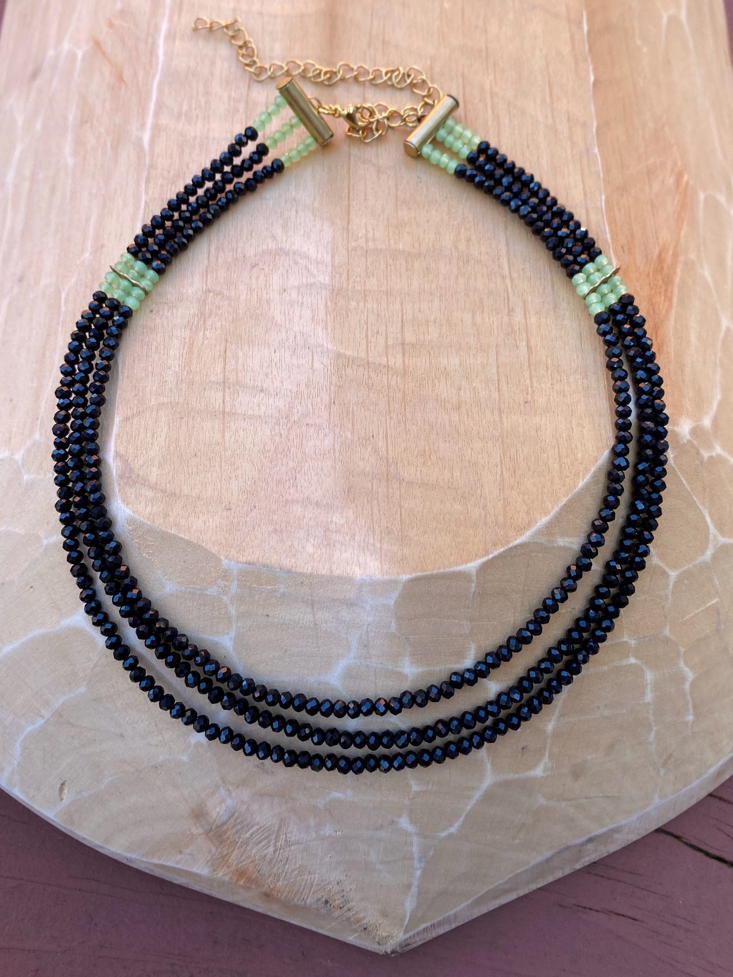 SUMAK Black with Turquoise Beaded Necklace