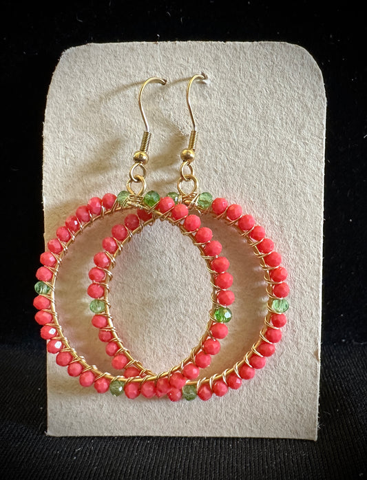 Orange and Green Round Earrings SUMAK